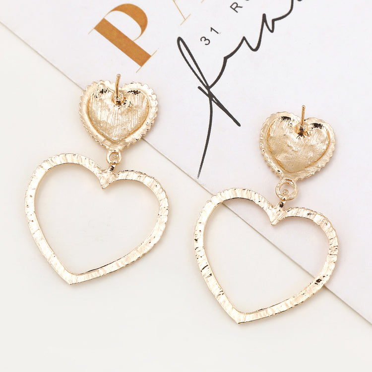 Heart shaped stud earrings romantic gold jewelry
