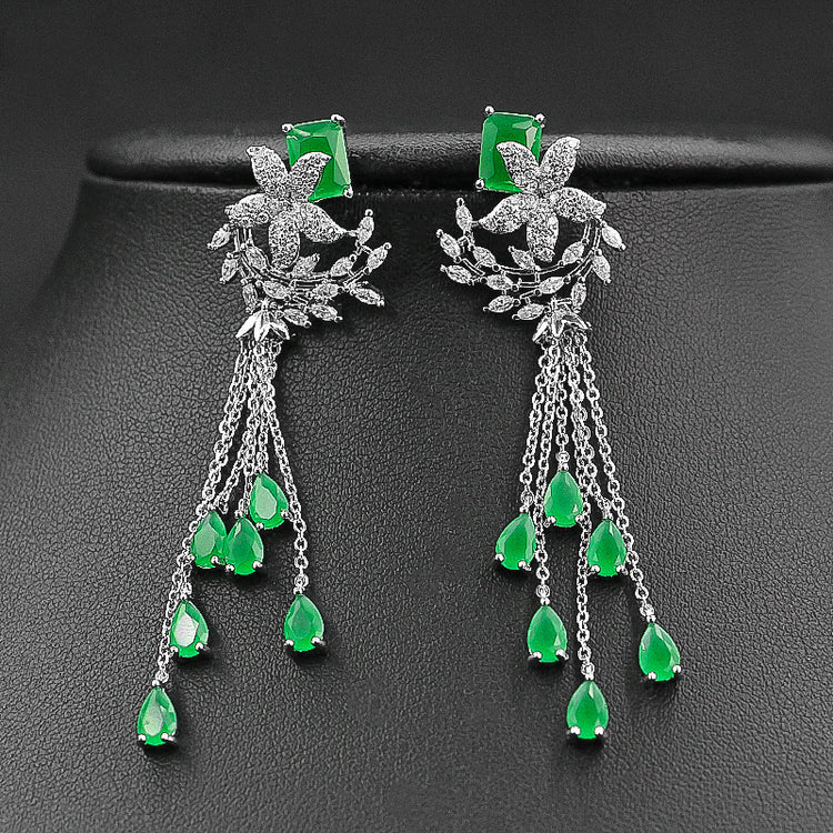 Emerald green gemstone earrings for women luxury fashion jewelry