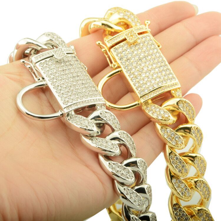 Gold Steel Dog Chain Collar stainless steel