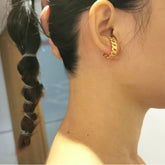 18K Gold Chain Earrings women&