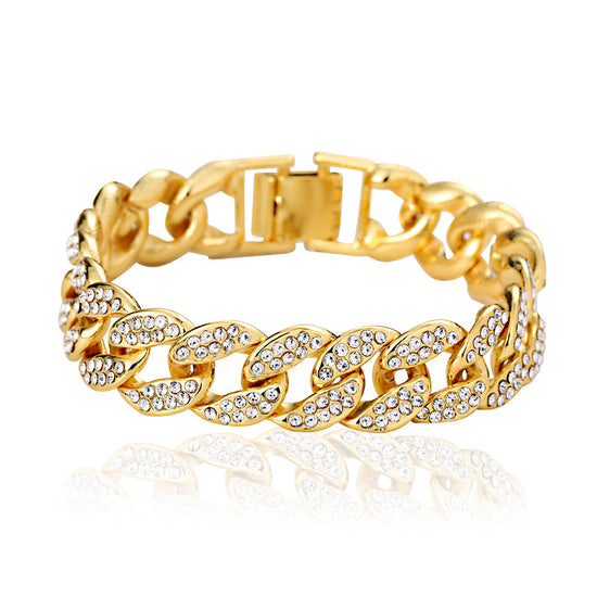 Gold Cuban Link Chain Bracelet crystal jewelry