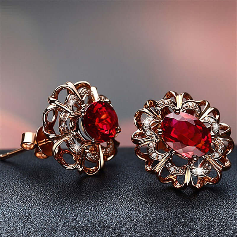 18K gold tourmaline earrings geometric design