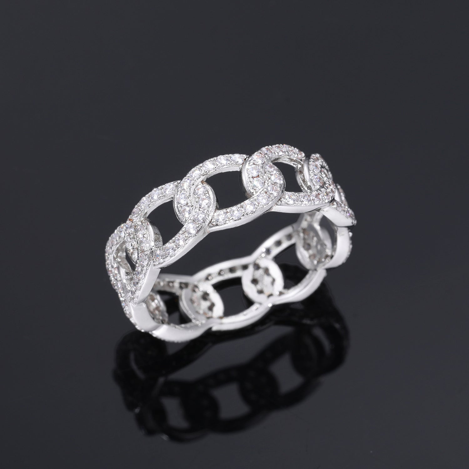 Gold plated chain ring white gold jewelry
