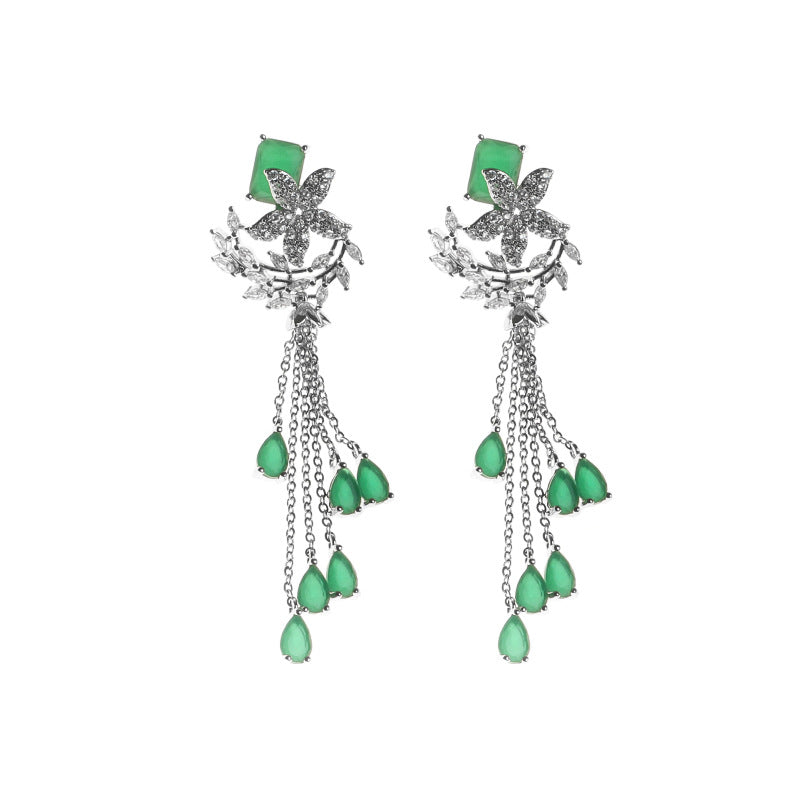 Emerald green gemstone earrings gold-plated luxury jewelry