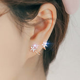 Short Hair Earrings featuring elegant flower stud design, perfect for casual and special occasions.