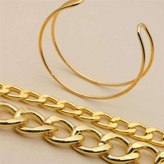 3 piece thick chain bracelet set