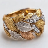 Colorful Gold Diamond Jewelry leaf design