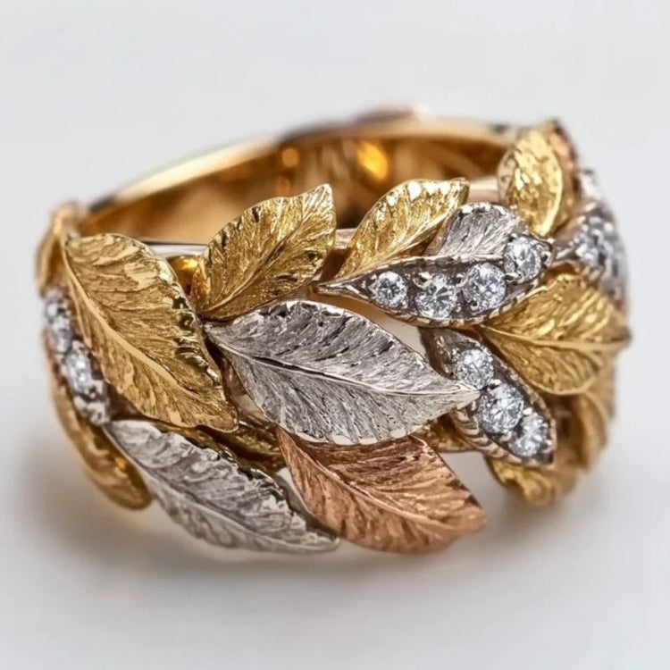 Colorful Gold Diamond Jewelry leaf design