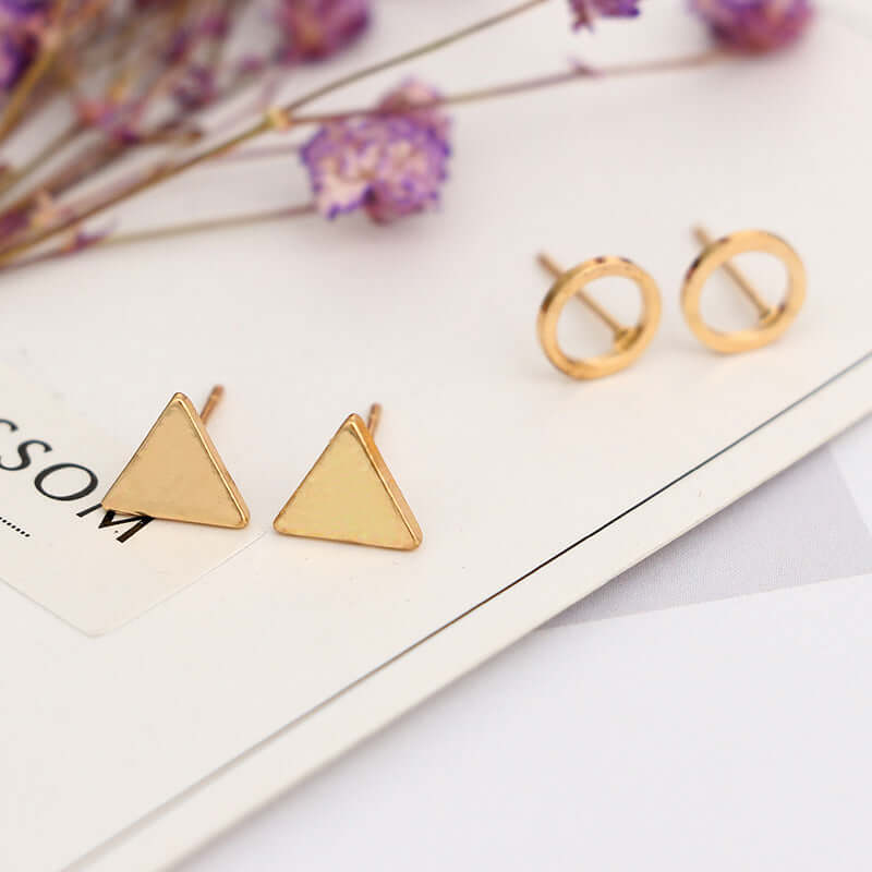 Geometric stud earrings modern gold jewelry