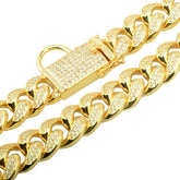Gold Steel Dog Chain Collar diamond style