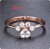 Cat Claw Rhinestone Ring Cute Statement Ring