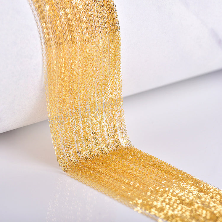 18K Gold Necklace for Women shiny O-type chain