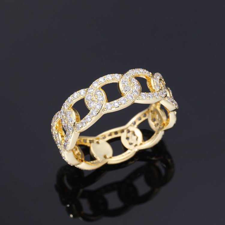 Gold plated chain ring diamond-style design